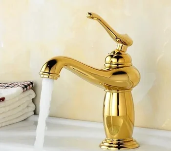 

Shiny gold water mixer bathroom sink Faucet tap Basin sink tap mixer bathroom faucet brass faucet waterfall toilet basin mixer