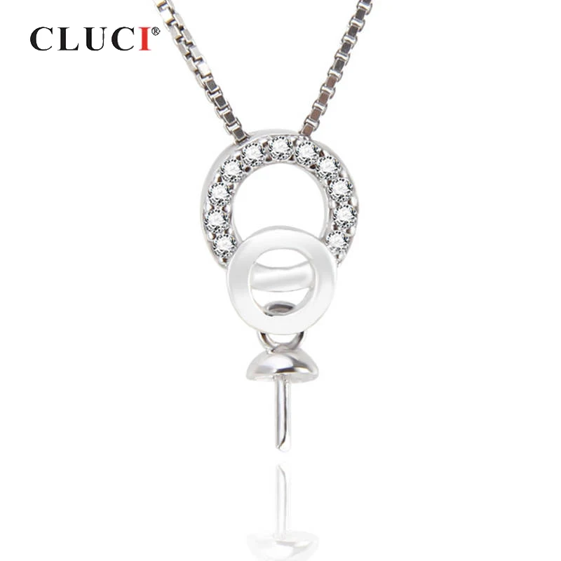 CLUCI Серебро 925 Круглый циркон кулон для женщин серебро жемчуг крепление Подвески