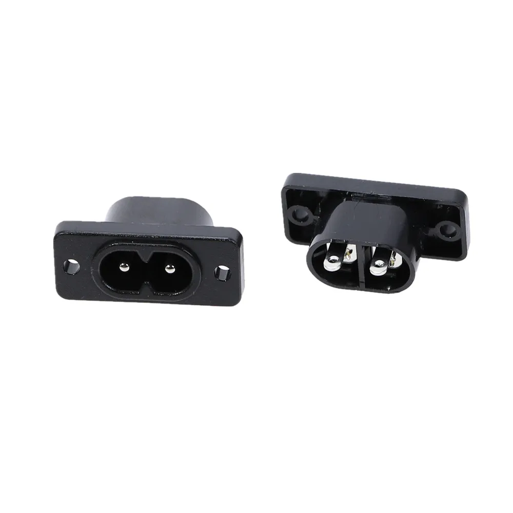 

IEC320 C8 Black 2 Terminal Power Plug Inlet Socket AC 250V 2.5A 5 Pcs