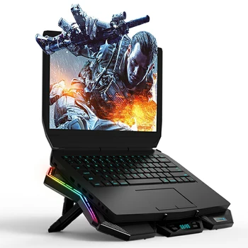 

6 Fans Cold Cooling Gaming Laptop Rack Cooler LED Light Computer Pad Notebook Stand Home Office Adjustable 42.6×28×3.7cm