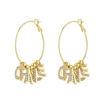 

Spring and summer 2020 new light luxury fashion advanced sense French exaggerated circle letter cubic zirconia women's Earrings