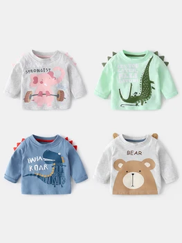 

Baby Cotton T-shirt Fall Newborn Boy Dinosaur Fashion Cartoon Clothes Infant Boy Lovely Anlimal Model Top 6m 9m 1t 2t