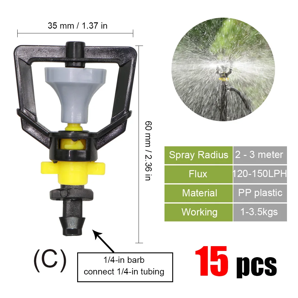 20 Types of Rotating Spinklers Drip Irrigation Mini Rotation Nozzle Spray w/ 1/4'' Barb Connector Mini Rotary Sprayer,garden sprinkler,irrigation sprinklers,drip irrigation sprinklers,garden irrigation nozzle,garden sprayer nozzles,drip irrigation