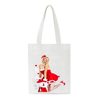 

Linen printing shopping bag Women Bag Double-sided printing HandbagThe Christmas cos Printed bag landing shoulder bag