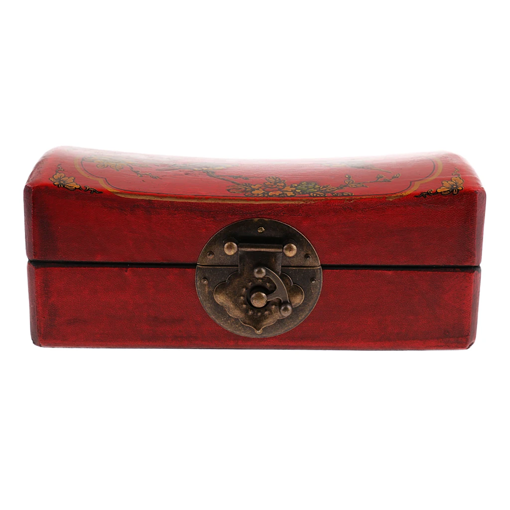 

Chinese Vintage Handmade Wooden Pillow Box Jewelry Box & Flower Bird Pattern