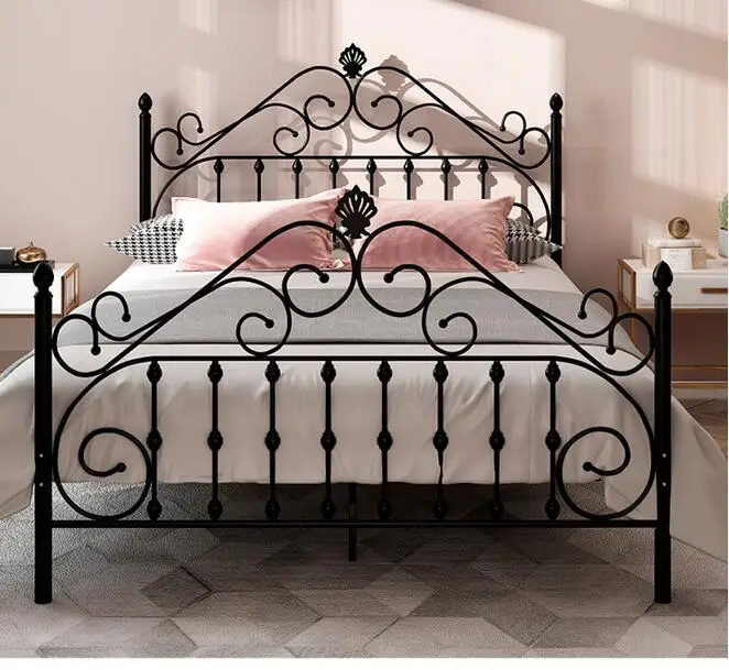European style light luxury iron bed double iron bed single 1.2m 1.5m 1.8m INS princess web celebrity frame