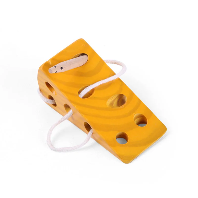 

Montessori Puzzle Wooden Simulation Cheese Cake Toy Develop Kids Baby Intelligence Threading Lacing Game Thread The Maze