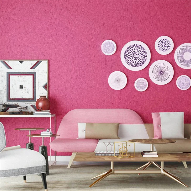 Wellyu Oboi 新北欧スタイル純粋な色ピンク壁紙かわいい現代ミニマリスト少女リビングルームのベッドルームの壁紙王女の粉末 Grid Wallpaper Wall Paperchinese Calligraphy Wallpaper Aliexpress