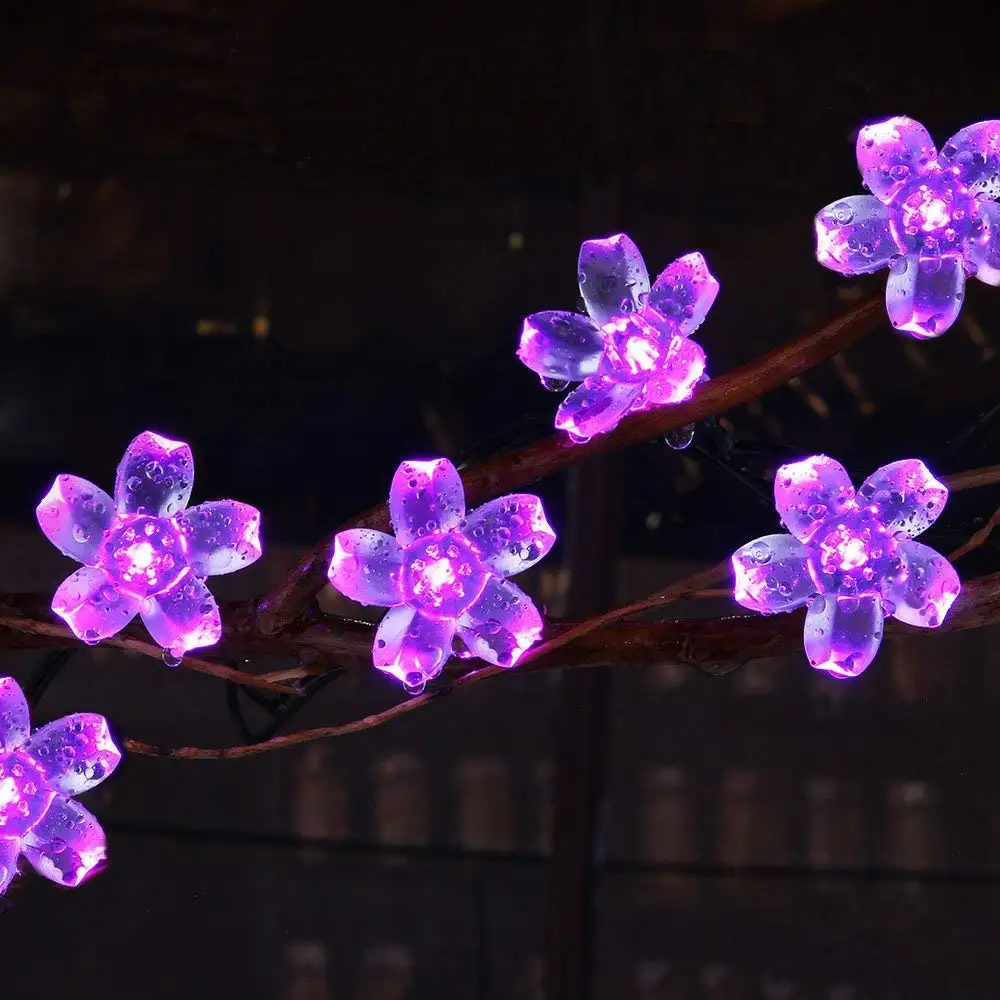 Вишневый цветок гирлянда на батарейках светодиодный гирлянда сказочные огни хрустальные цветы для помещений на открытом воздухе Свадебный Рождественский Декор