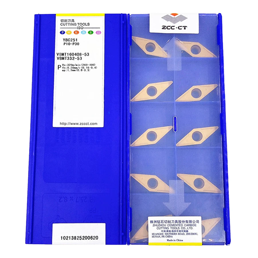 

ZCC.CT VBMT160404-53 YBC251/VBMT160408-53 YBC251 карбидные вставки 10 шт. токарные станки с ЧПУ