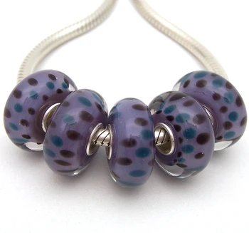 

JGWG2182 5X 100% Authenticity S925 Sterling Silver Beads Murano Glass beads Fit European Charms Bracelet diy jewelry Lampwork