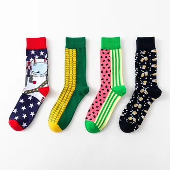 

Snack pattern Harajuku happy socks Woman's funny cotton Maize Watermelon socks colorful novelty skateboard socks women