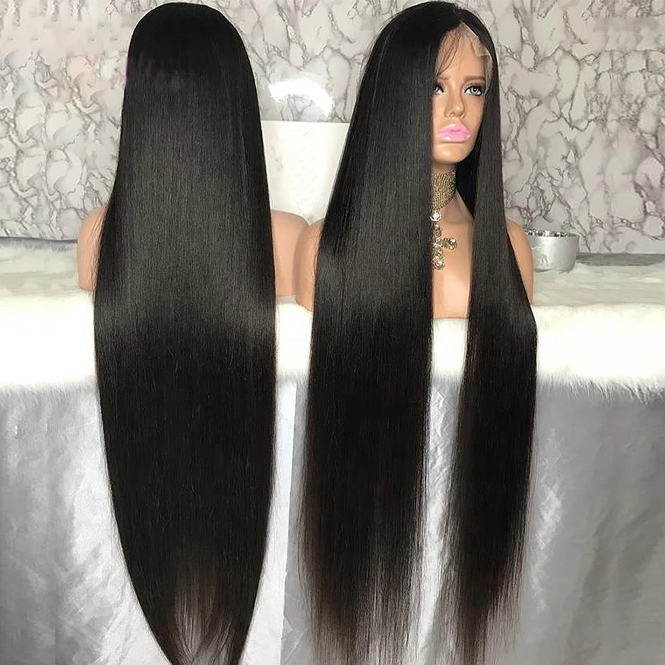 

Deep Part 26 Inch Silky Straight 13x4 Lace Front Wig For Women Human Remy Babyhair Preplucked Brazilian Can Dye Permed Glueless