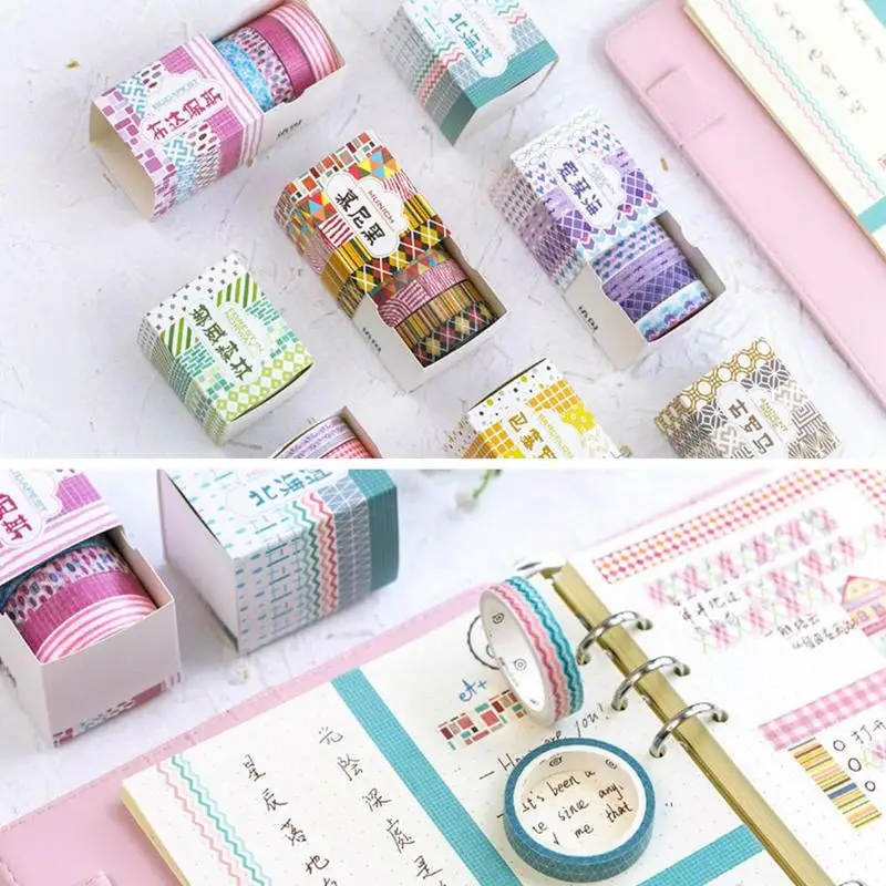 

5pcs/1set Fresh Handbook Album Diy Decorative Stickers Masking Tape Autocollant Bullet Journal Adhesive Tape Kawaii Stationery