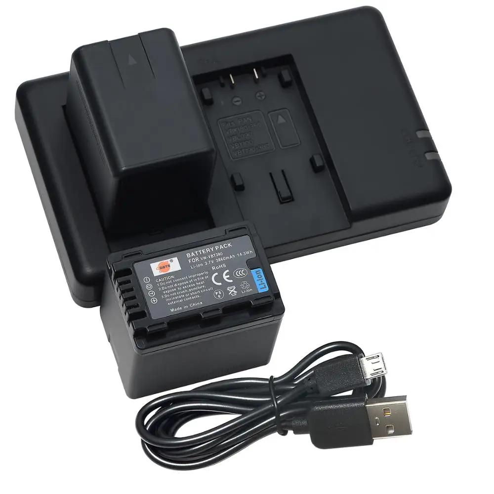 DSTE Dual Slot зарядное устройство с 2 шт VW VBT380 батарея для Panasonic HC V250 V380 V510 V520 V710 V720 V750