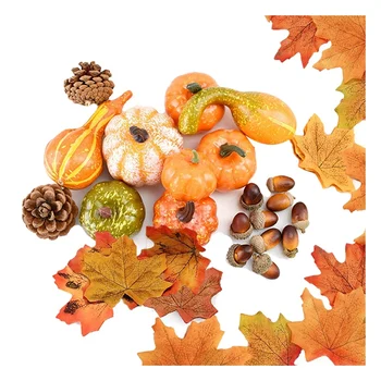 

70 Pcs Fall Decor ,Artificial Maple Leaves,Pumpkin,Acorns,Pine Cones,Gourds,for Thanksgiving Halloween Christmas Decor