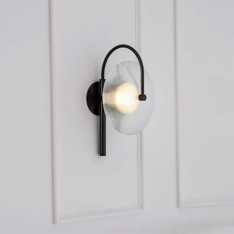 

The Nordic metal glass wall lamp American postmodern contracted sitting room corridor personality bedside wall lamp