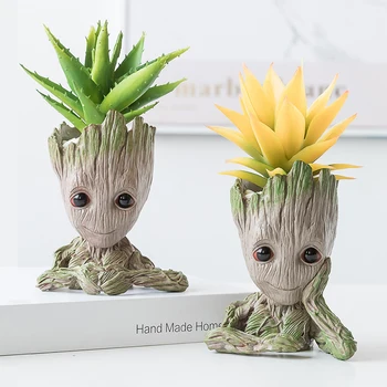 

Creative Household Ornaments Resin Groot Flowerpots Plants Holder Pen Holder Decor Craft Baby Tree Miniature Model Birthday Gift