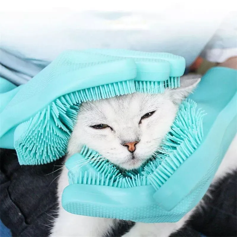 Pet Cat Grooming Glove Soft Silicone Dog Cat Pet Brush Glove Cat Cleaning Massage Brush Dog Bath Supplies Pet Glove Combs Tools