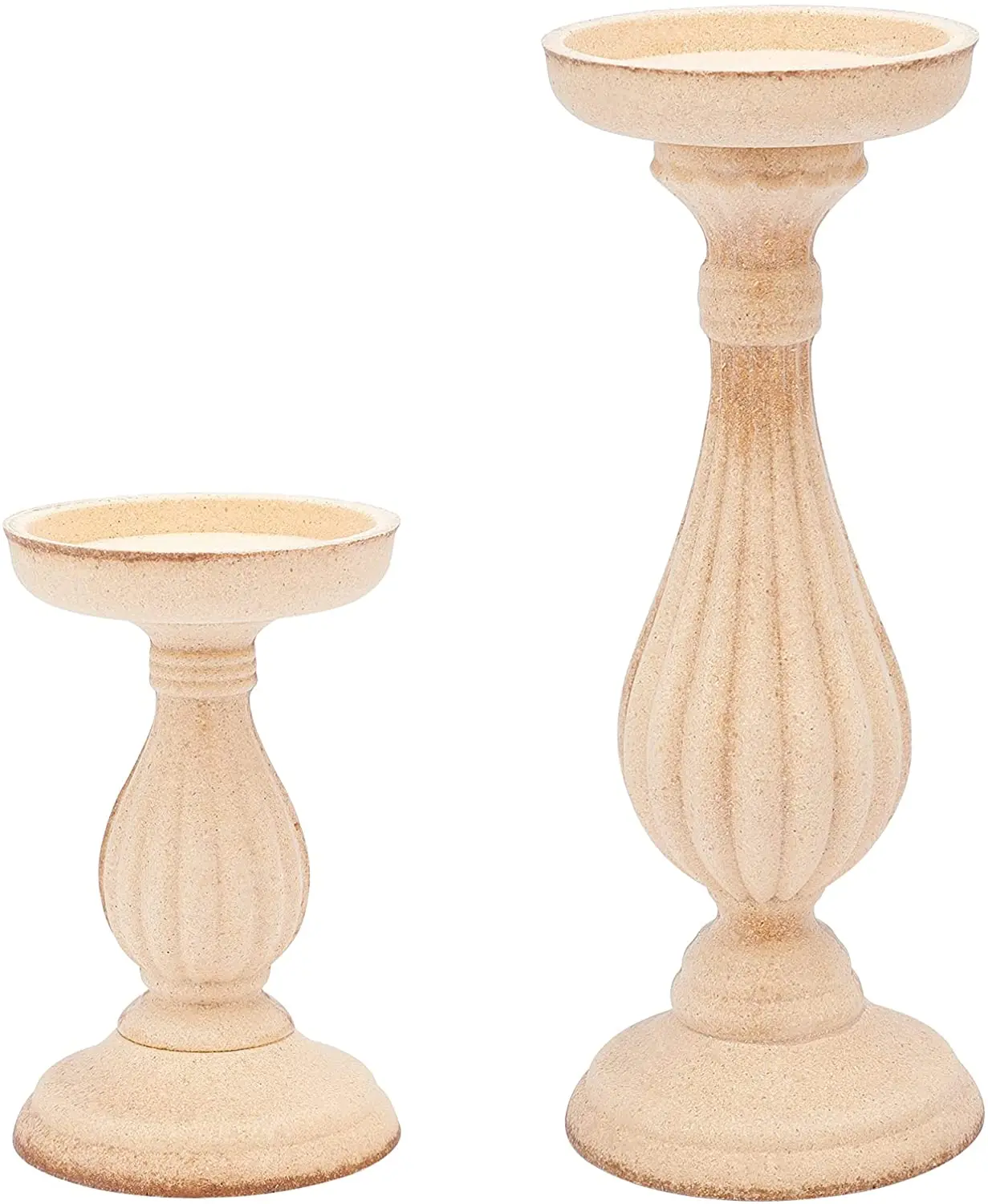 2PCS Wooden Candle Holder Unfinished Wood Candlesticks 108 Inch and 66