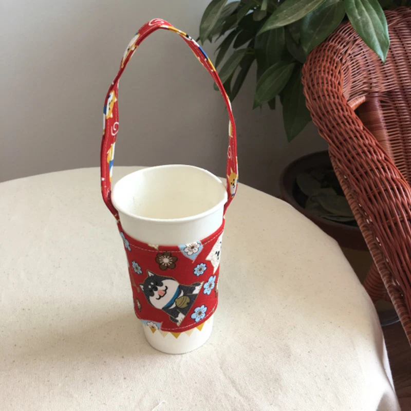 Экологичная бутылка для воды мешок для напитков анти-горячий мультфильм милый набор чашек крышка чашки Кружка обернуть Кофе Молоко чай маленькие сумки - Цвет: Сливовый