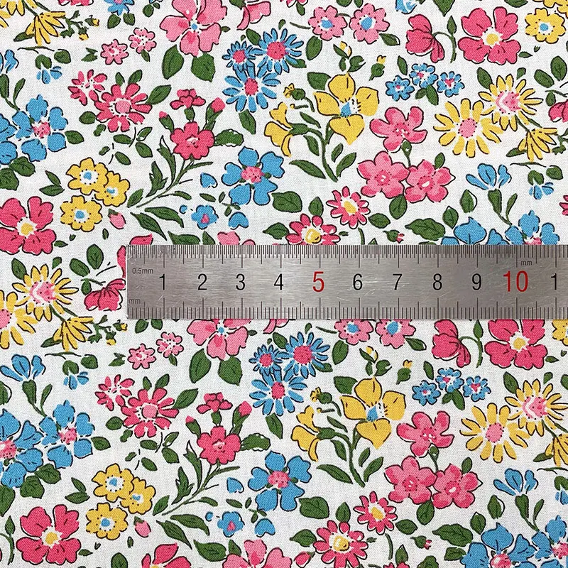 145x50cm Small Floral Poplin Cotton Fabric Making Summer Dress Children's Clothing Handwork Cloth