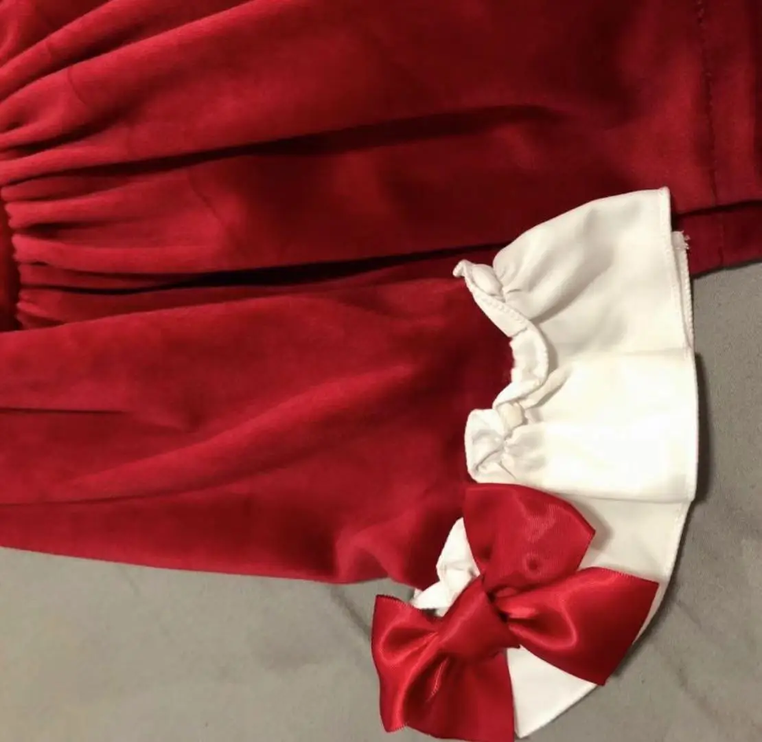 Бархатное платье винно-Красного цвета для маленьких девочек испанские платья принцессы для девочек на день рождения, рождественское платье Новогодняя одежда с бантом для детей возрастом от 1 года до 5 лет