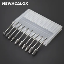 

NEWACALOX 10pcs Dremel Carbide Burrs Drill Bit Set Rotary Burr Micro Drill Bits for Metal Woodworking Carving Tool Glass Diamond