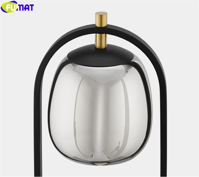 FUMAT Nordic Style Table Lamp Designer Glass Ins Creativity Desk Light America Bedroom Lighting Black Frame E27 Lantern 4