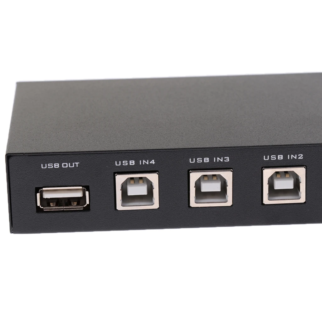 USB 2.0 Sharing Selector Switch KVM 4 Port HUB For PC Scanner Printer Black