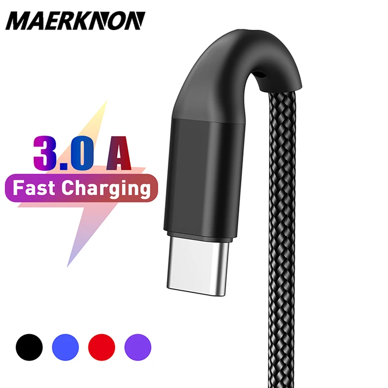 Type C USB Cable Fast Charging for Samsung Galaxy S20 S10 Plus Xiaomi Quick Charge 3.0 Mobile Phone Tablets USB C Charger Cables iphone fast charger cable