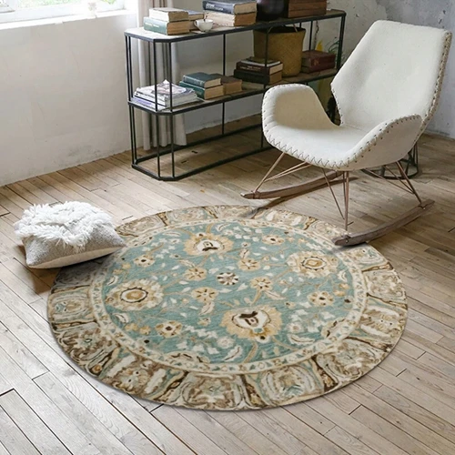 Этнический стиль, Круглый уголок, коврики для гостиной, дивана, стола, подвесная корзина, нескользящий напольный коврик, ретро персидский цветок, гардеробная, мягкий ковер - Цвет: Carpet2