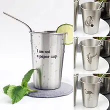 Silver Water Cup 500ml Zebra Modern Coffee Couple Cups Metal Mugs Stainless Steel Cold Tree Mug Delicate Beer Flamingo