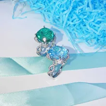 

Foydjew Imitation Natural Aquamarine Topaz Rings 15 Carat Big Imitation Emerald Square Color Treasure Ring Jewelry Gifts