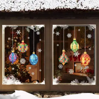 

2pcs 30x45cm Christmas Window Stickers Poppys Flower Sticker Snowflake Sticker New Year Home Decor Wall Glass Stickers