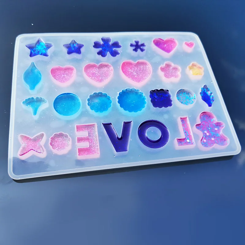 

1PC Love composite mold DIY Transparent UV Resin epoxy Silicone Combination Molds for DIY Making Finding Accessories Jewelry