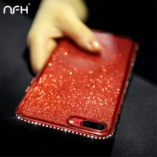 NFH Bling Rhinestone Бампер протектор чехол для iPhone 6 6S 7 8 Plus Модный Блестящий силиконовый задняя крышка Celular X на Xs XR XS Max