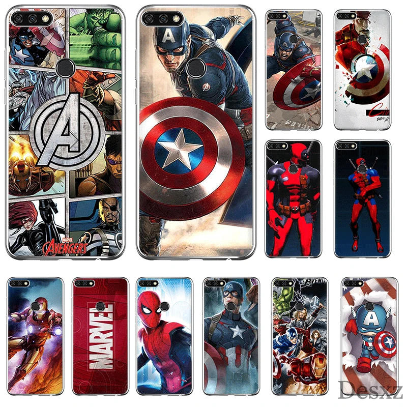 

Mobile Phone Case For Huawei Honor 7A 7C 7X 6A 8 8X 8C 9 9X View 20 Note 10 Lite Cover Marvel Superheroes Protection