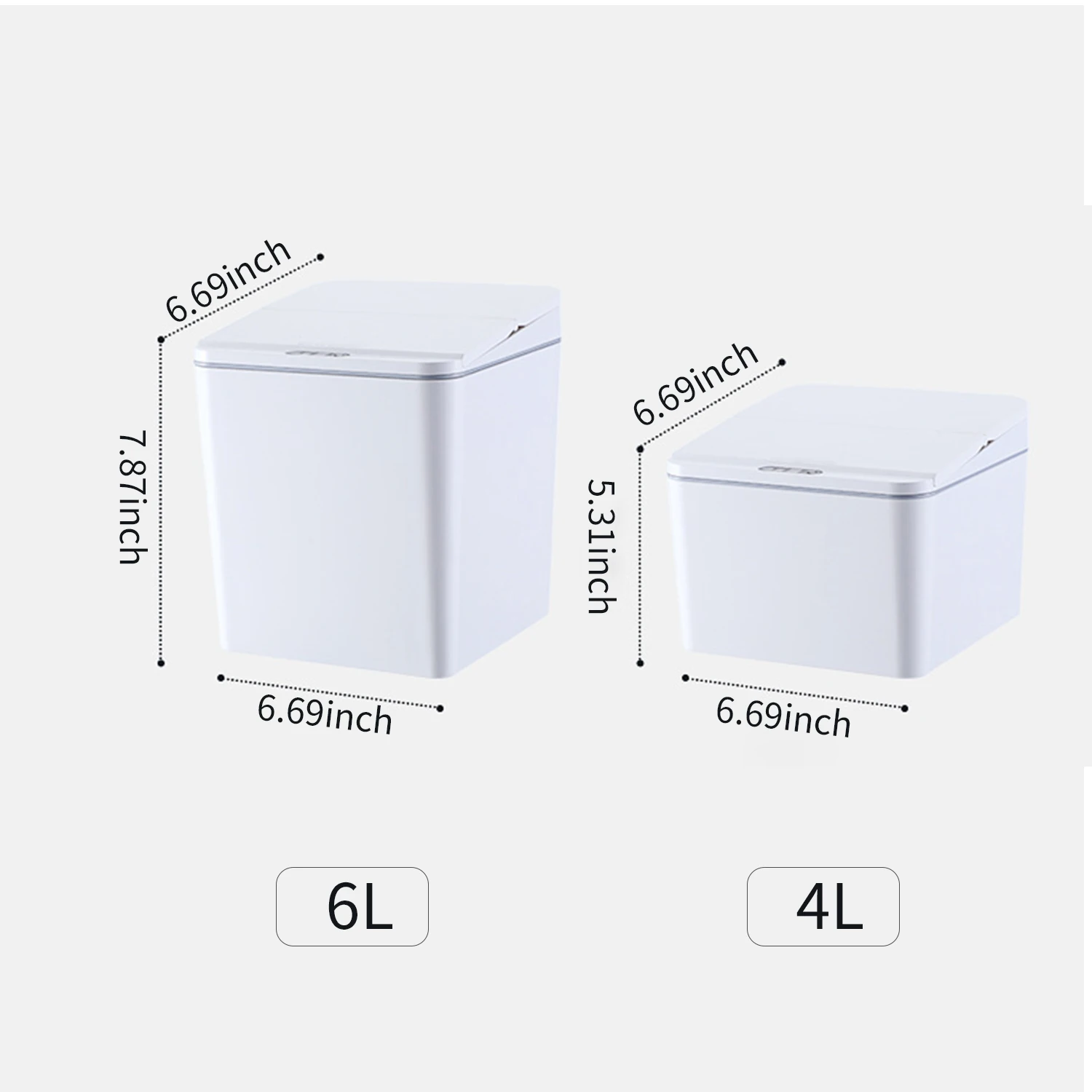 Square Smart Rechargeable Touchless Desktop/Couch Trash Can Decor Hi-Tech Appliances color: 4L gray|4L white|6L gray|6L white