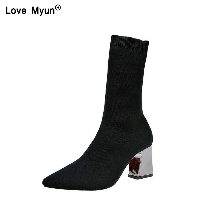 

Women's shoes spring and autumn new stovepipe high-heeled elastic boots tube socks boots increased sexy wool boots tgb78