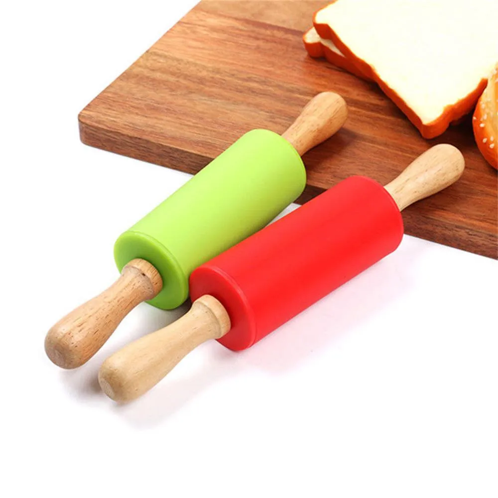 Деревянная ручка, силикон ролики Скалка Дети кухня торт хлеб десерт пельмени инструмент для приготовления пищи дома приспособления для выпекания