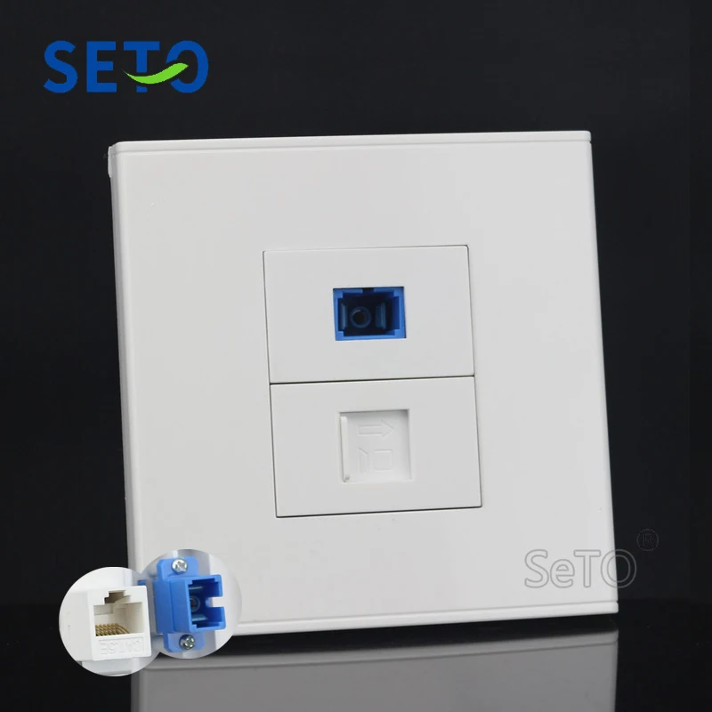 

SeTo 86 Type Optical SC + RJ45 Cat5e Network Lan Panel Outlet Wall Plate Socket Keystone Faceplate