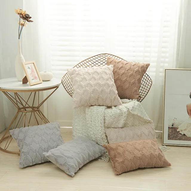 Fur Cushion Cover Pillow Case Home Living Room Decoration Sofa Decorative Plush Pillows Covers 30×50 45×45 CM Nordic Stripe 3