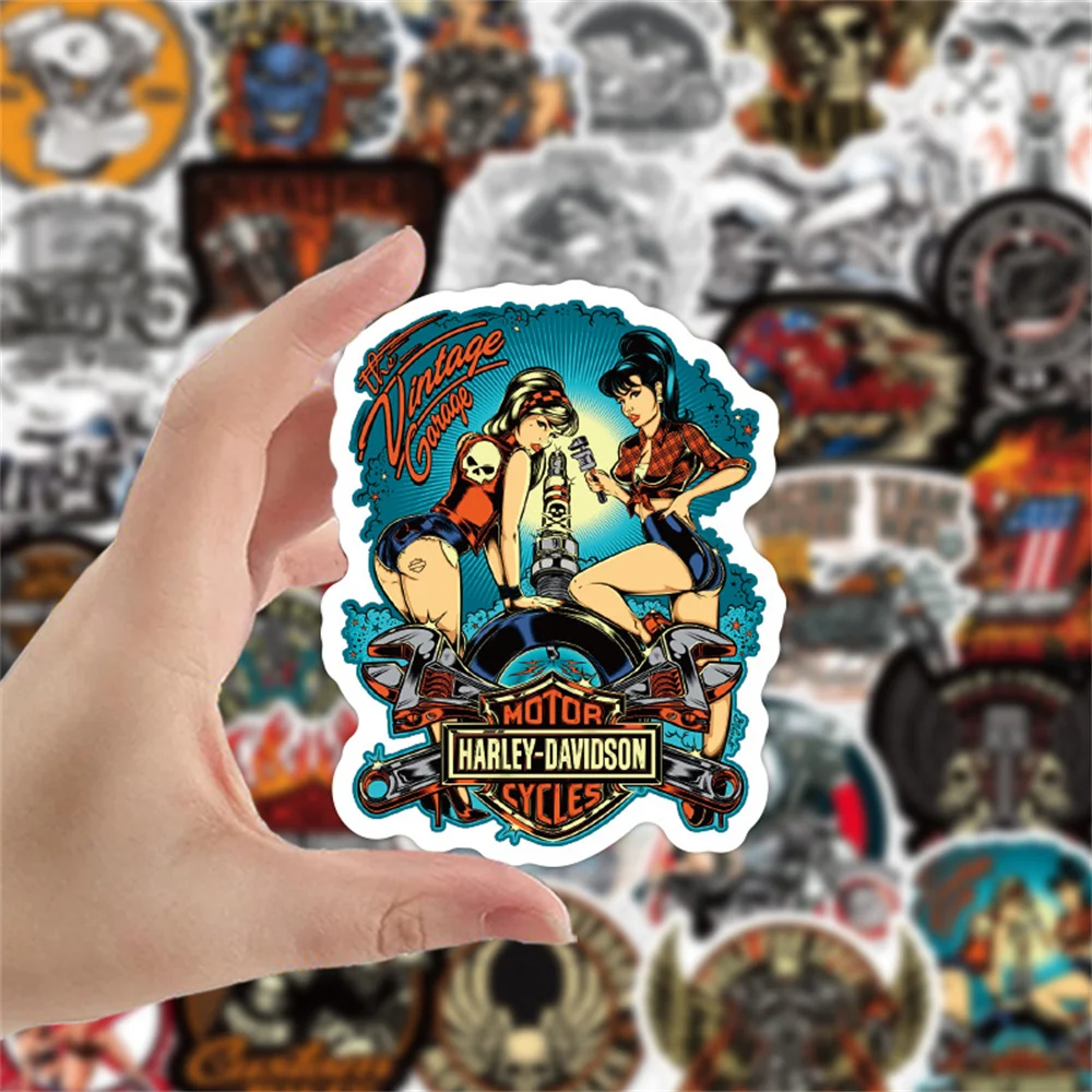 10/30/50PCS Retro Motorcycle Theme Graffiti Sticker Laptop Guitar Luggage Skateboard Bike Waterproof Toy Gift Sticker Wholesale