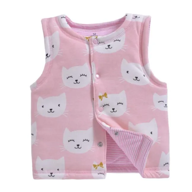 Г. Теплая зимняя одежда для новорожденных Теплый жилет с героями мультфильмов для маленьких мальчиков и девочек От 1 до 3 лет детский осенний хлопковый жилет куртка для младенцев, верхняя одежда - Цвет: pink2
