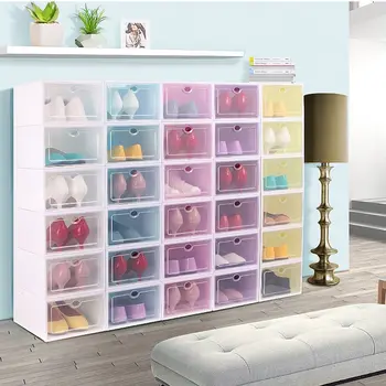 

Flip Shoes Box Thickened Transparent Drawer Case Plastic Shoe Boxes Stackable Box Shoe Organizer Shoebox storage Shoe rack new