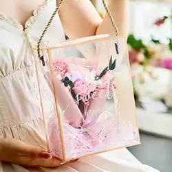 1 conjunto de flores artificiais caixa de presente atraente 2 tamanhos requintado para decoração de casa flores secas caixa de presente flores secas