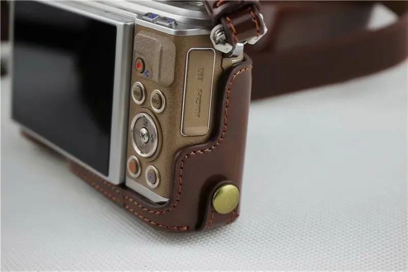 Couro do Plutônio de Luxo Case da Câmera de Vídeo Bolsa para Olympus Aberta + Cinta + Mini Novo Câmera Pele Bateria Bolsa Epl9 Epl10 14-42mm - Image 6