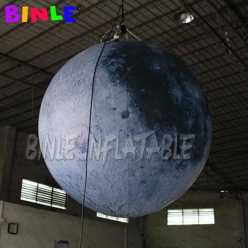 Grey giant park yard illumination inflatable moon balloon,hanging/grounding inflatable moon planet ball for festival decoration 3