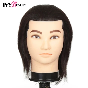 

Male Mannequin Training Head With Hair Dummy Hair Doll Hairdressing Practice Maniquin Head With Human Haiir For Hair Cutting